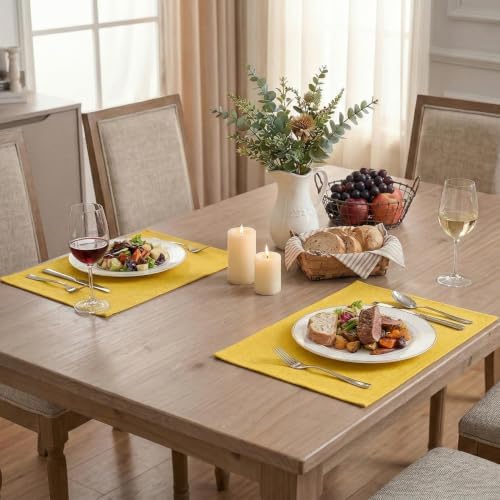 Artoid Mode Yellow Placemats Set of 4, 12x18 Inch Summer Fall Washable Holiday - Image 2
