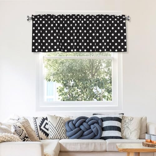 Black and White Polka Dot Valance Curtain - Image 7