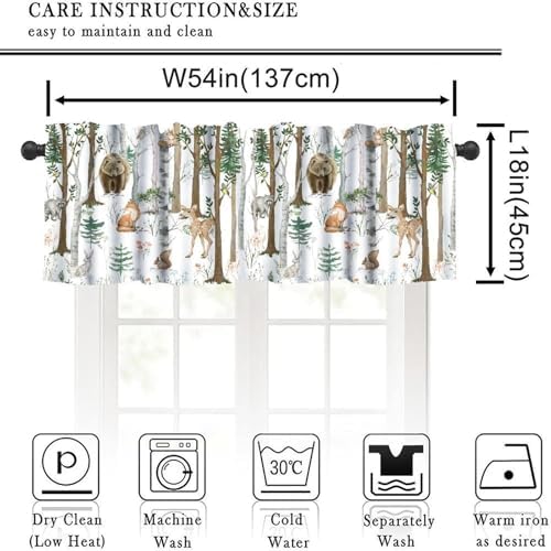 Forest Animal Valance Curtain for Kids Cartoon Watercolour Cute Forest Birch - Image 3