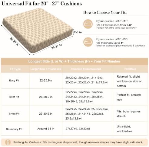 8Pcs Patio Cushion Covers Stretch Outdoor Furniture Protector Slipcovers - Image 3