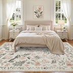 8x10 Area Rugs Boho Floral Washable Living Room Rug Neutral Carpet Bedroom - Image 3