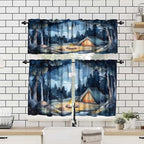 Forest Valance Curtain for Kitchen, Window Treatment Watercolor Mountain Forest - Image 4