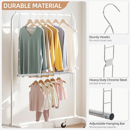 STORAGE MANIAC Hanging Closet Rod, Adjustable Width and Height Closet Hanging - Image 3