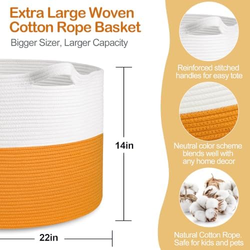MEGASKET Large Orange Storage Basket, Decorative Dog Kid Toy Box, Big Blanket - Image 2