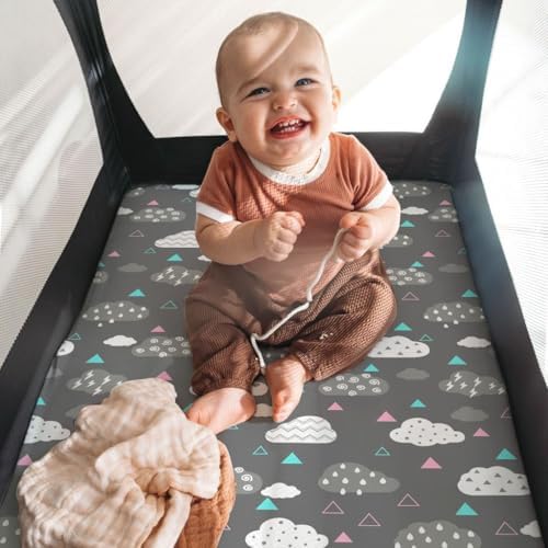 Stretchy Pack and Play Fitted Sheets: 2 Pack Mini Crib Sheets 38x26 - Image 2