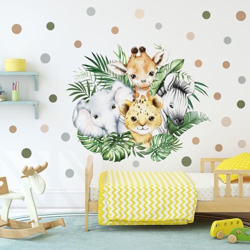 37.95x33.13 Inch Watercolor Jungle Animal Wall Decal Forest Animal Tiger - Image 2