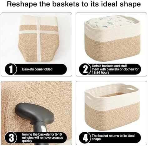 ICERZCZ Storage Baskets for Organizing & Shelves, Woven Cotton Rope - Image 7