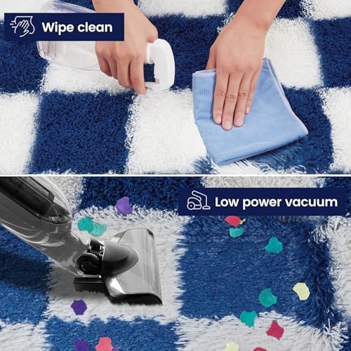 Super Soft Rug for Bedroom, 4x6 ft Blue and White Area Rug Classic Checkered - Image 4