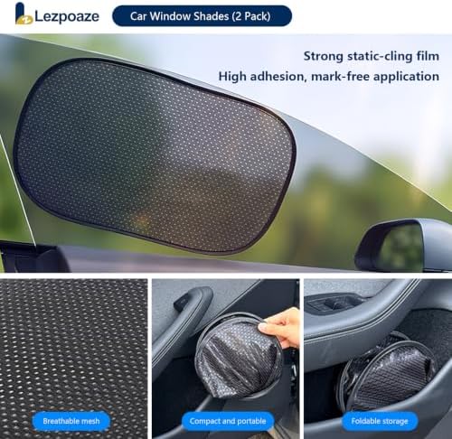 2 Pcs Side Window Sun Shade, Transparent Mesh Car Window Shades, Electrostatic - Image 4