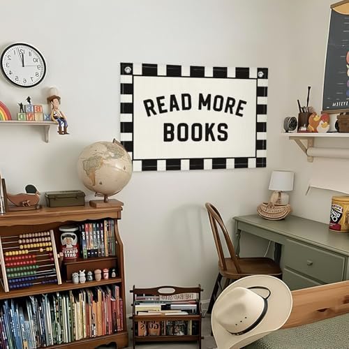 Lacama Checkered Classroom Decor Reading Nook Decor Read More Books Banner - Image 3