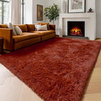 Amdrebio Terracotta Rust Fuzzy Area Rug 8x10 - Image 5