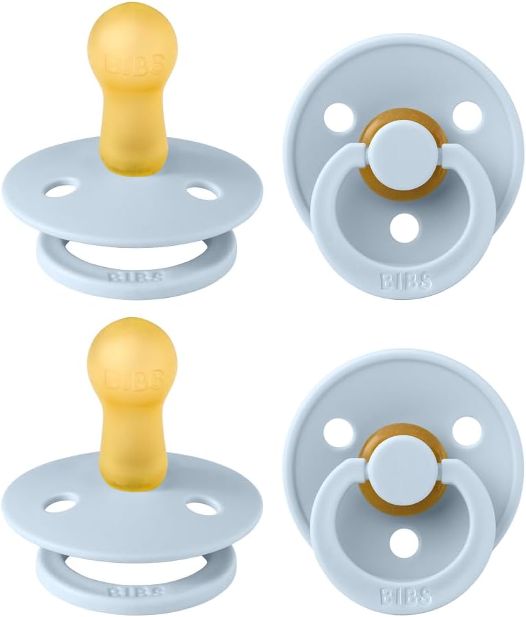 BIBS Color Pacifier 4-Pack, BPA Free Soother Pacifier, Round Nipple. Natural by BIBS