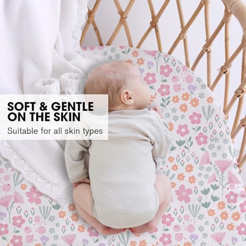 Little Grape Land Bassinet Sheets 3 Pack, Ultra Soft Baby Bassinet Fitted Sheets - Image 4
