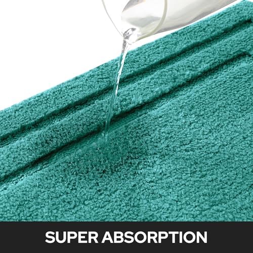 HOMEIDEAS Bathroom Rugs Sets 2 Piece, Super Soft Non Slip Bath Mat Teal - Image 4