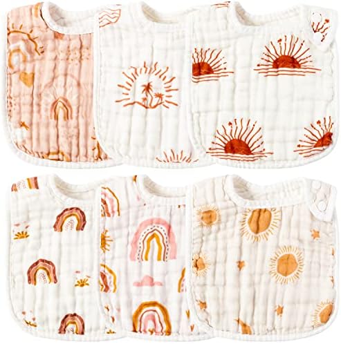 Zainpe 6Pcs Snap Muslin Cotton Bibs by Zainpe