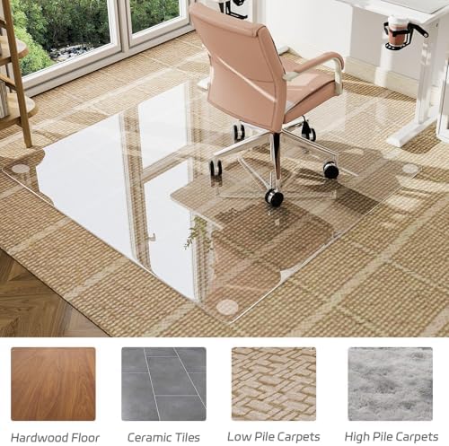 36" x 48" Irregular Tempered Glass Office Chair Mat, Floor Mat - Image 7