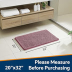 Chenille Bathroom Rug 20"x32" Dusty Rose, Non-Slip Plush Bath Mat - Image 2