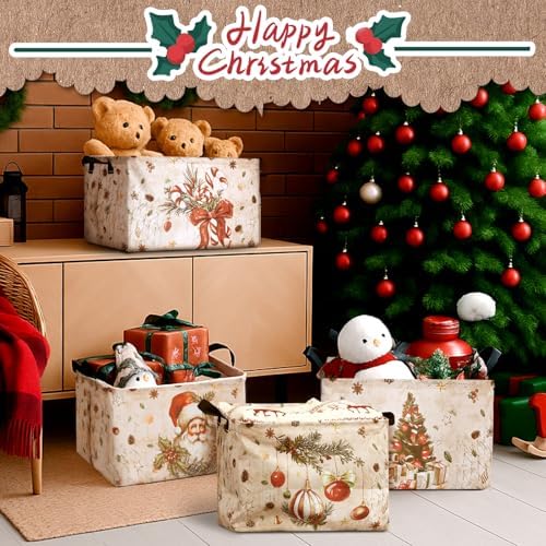 4pcs Christmas Storage Basket Fabric Laundry Baskets - Image 4