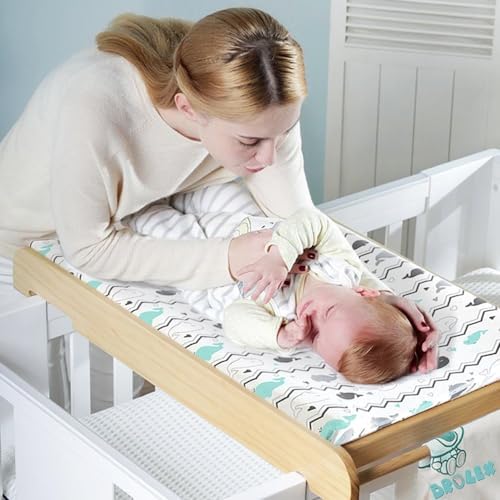Stretchy Changing Pad Covers for Boys Girls, 2 Pack Jersey Knit, Elephant & - Image 3