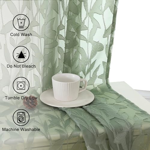 Lecloud Leia 14 Inch Sage Green Sheer Valances - Image 2