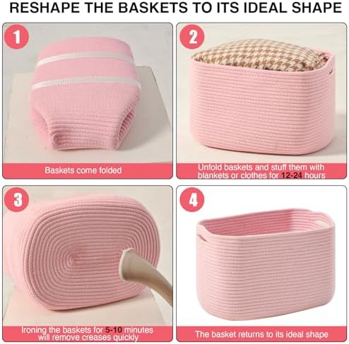 ICERZCZ Storage Baskets for Organizing Shelves, Woven Cotton Rope Baskets for - Image 7