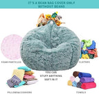 Fluffy Stuffed Animal Storage Bean Bag Chair Cover, Faux Fur Comfy Bean Bag - Image 3