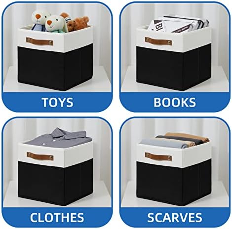 Temary 11 inch Cube Storage Bin 4 Pack Fabric Storage Cubes - Image 4