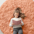 OLANLY Muted Orange Round Rugs for Bedroom by OLANLY