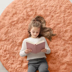 OLANLY Muted Orange Round Rugs for Bedroom by OLANLY