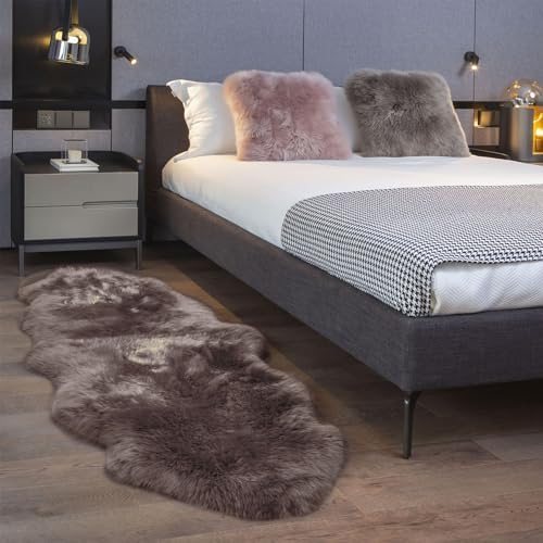 Genuine Real NZ Sheepskin Area Rug Fluffy Lambskin Fur Mushroom 2' x 6'3"ft by Unknown