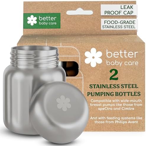 Pair of 2 Stainless Steel Breastmilk Pumping & Storage Bottle: 5+oz Breast Milk - Image 2