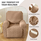 vctops 4 Pieces Recliner Chair Covers, Geometric Jacquard Plush Recliner - Image 4