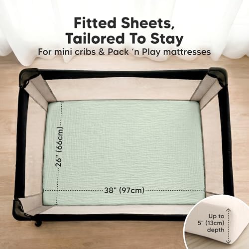 2-Pack Muslin Mini Crib Sheets for Boys, 38x26 Fitted Sheet - Image 3