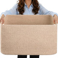Large 75L Woven Laundry Basket, Collapsible Cotton Rope Storage Hamper by Hobasket