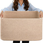 Large 75L Woven Laundry Basket, Collapsible Cotton Rope Storage Hamper by Hobasket