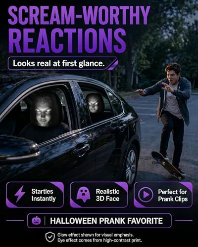 Creative Car Headrest Covers, Ghost Face Headrest Covers, Scary Covers - Image 3