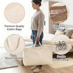 Blanket Storage Bags 70L Canvas Closet Organizers Clothes Container 2 Pack - Image 3