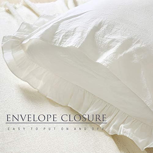 2 Pack Off White Ruffled Euro Shams Pillow Covers 26"x26" - Image 5