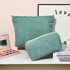 SOIDRAM 2 Pieces Makeup Bag Large Corduroy Cosmetic Bag Capacity Canvas Mix - Image 5