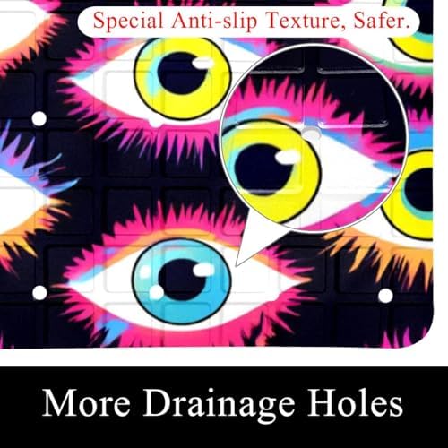 Shower Mat Non Slip 26.8 x 15.1 Inches, Magic Evil Eyes Bathtub Mat Shower - Image 2