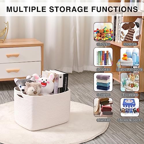 ICERZCZ Storage Baskets for Organizing Shelves 15x11x9.5 Off White 3 Packs - Image 4