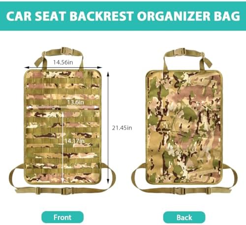 Car Seat Back Organizer, Tactical MOLLE Sag Proof Vehicle Panel Backseat Cover - Image 2