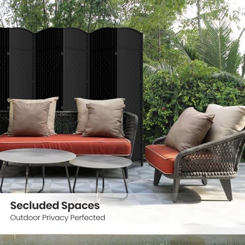 8 Panel Folding Room Divider, Woven Privacy Screen - Image 5