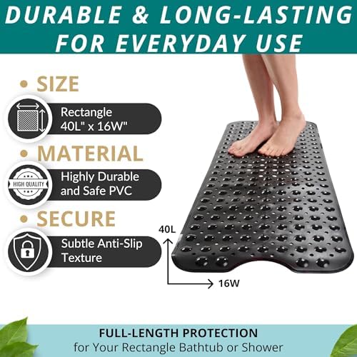 ENKOSI Non-Slip Bath Mat and Shower Mat 40x16 Extra Long - Image 3