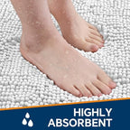 Chenille Bathroom Rug 20"x32" Light Gray, Non-Slip Plush Bath Mat - Image 4