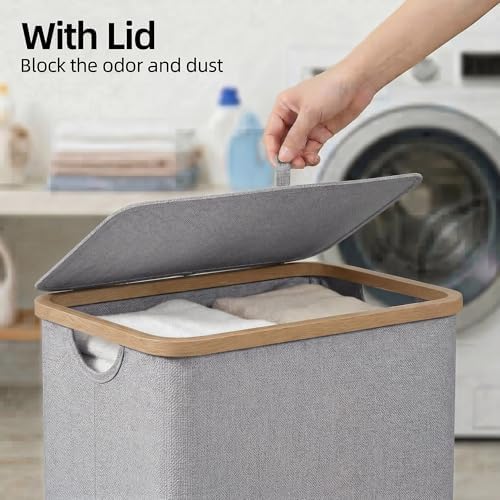 efluky Laundry Basket with Lid and Removable Bag, 100L Tall Laundry Hamper with - Image 4