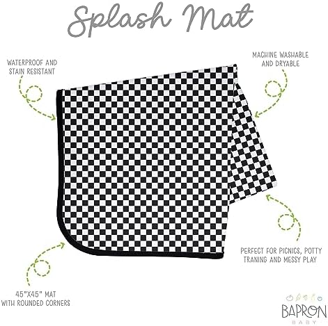 BapronBaby Black Checkerboard Waterproof Splash Mat Catch All Floor Cover - Image 4