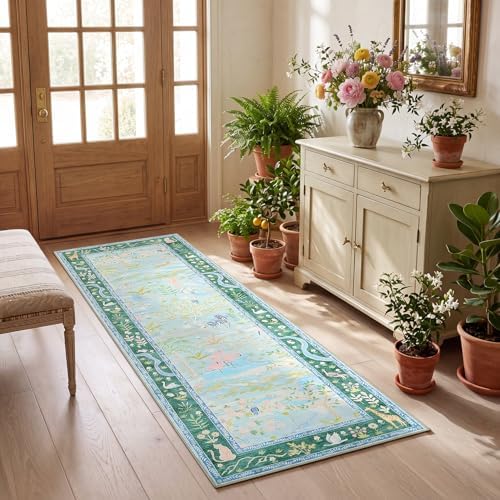Long Runner Rug for Hallway 2x8 Whimsical Woodland Throw Runner Carpet Non Slip - Image 3