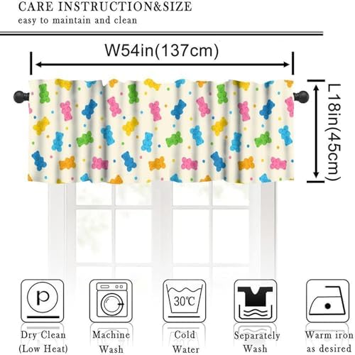 Dessert Valances Curtain Colorful Gummy Bears Candies Pattern Window Treatment - Image 2