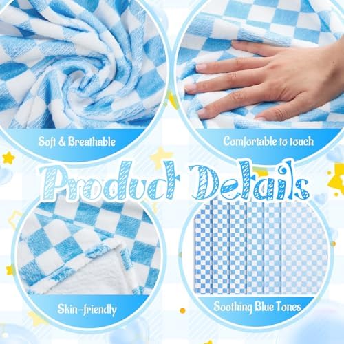 Fanfanwin 6 Pcs 30'' x 40'' Checkered Baby Blankets - Image 3
